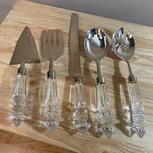 Vintage 5-Piece Serving Set Shannon by Godinger Catrina Crystal Silver Plated